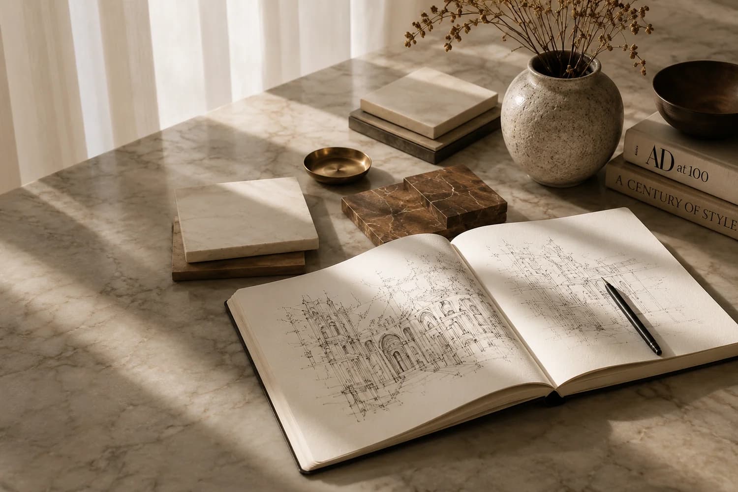 Warmly lit interior showcasing ROAR Interiors' signature elegant and layered style
