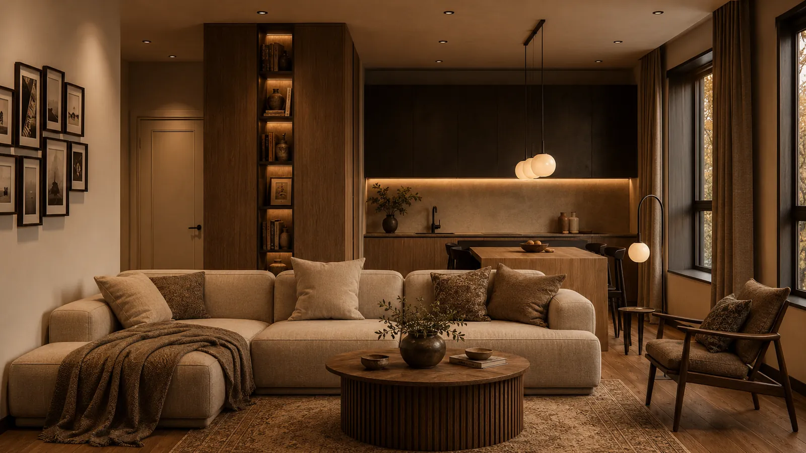 Warm luxury interior designed by ROAR Interiors