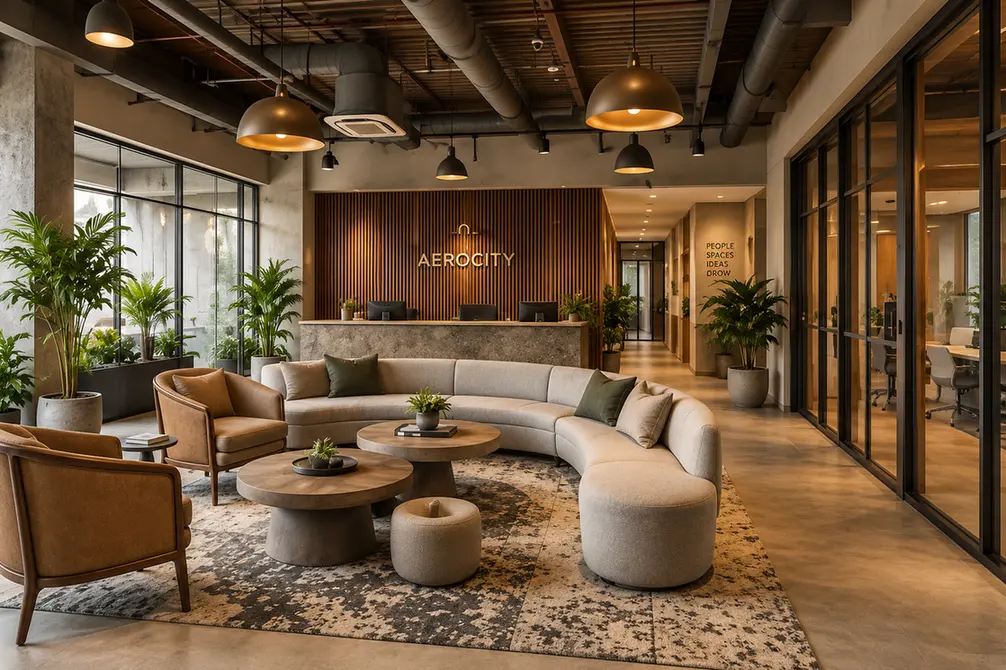Aerocity Workspace reception and lounge