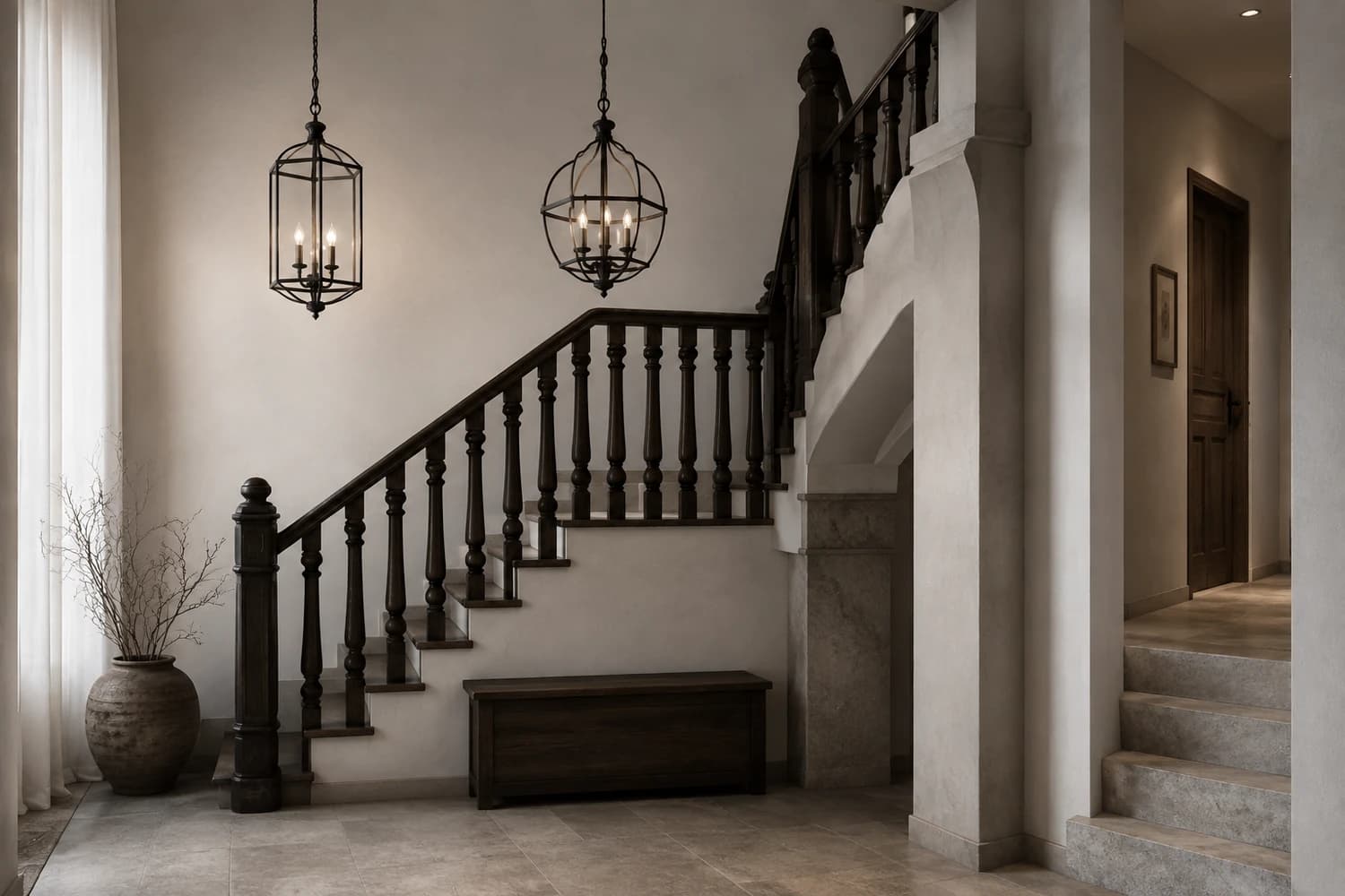 Wrought iron staircase detail